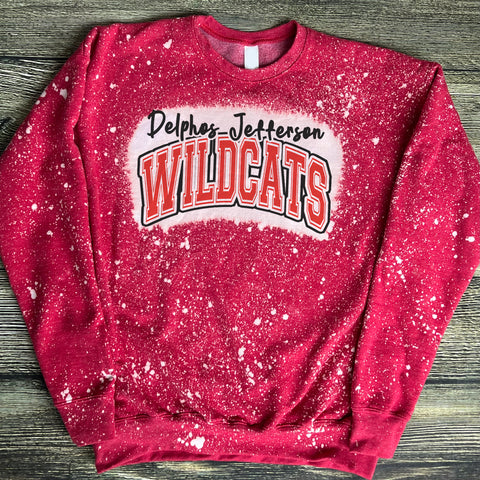 Delphos Jefferson Wildcats  Heather red- Mist bleached