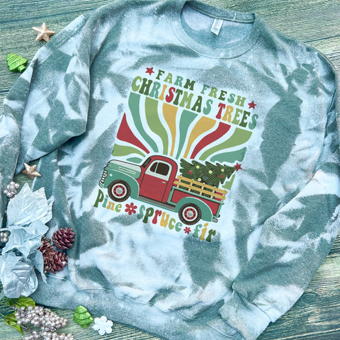 "Farm Fresh Christmas Trees" Bleached Sweatshirt