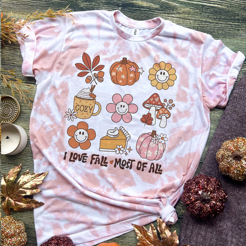 "I LOVE FALL MOST OF ALL" Bleached Tee