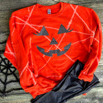 Bleach-splattered Orange Sweatshirt "Jackie Lantern"
