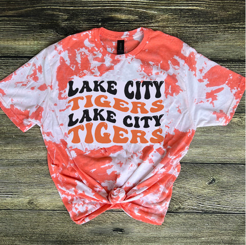 Lake City Tigers Orange Wavy Tee