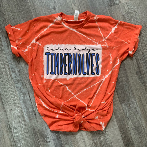 Cedar Ridge Timberwolves-SPLATTER-Orange tee/Royal Text