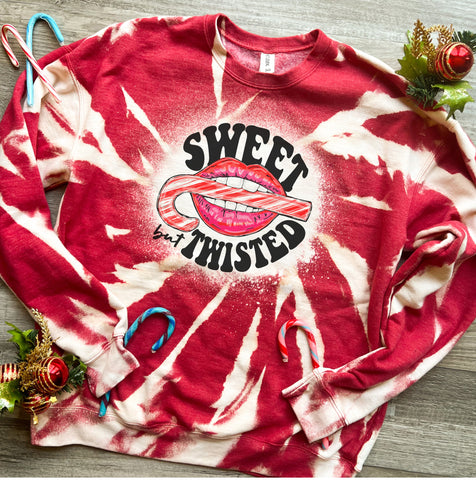 "Sweet but Twisted" Bleached Heather Red Sweatshirt